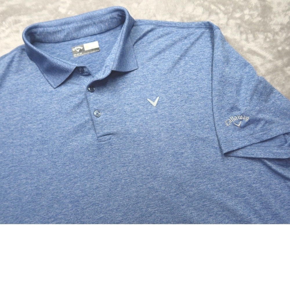 Callaway Opti Dri Blue Heathered‎ Golf Polo Shirt Men's 2XL Short Sleeve